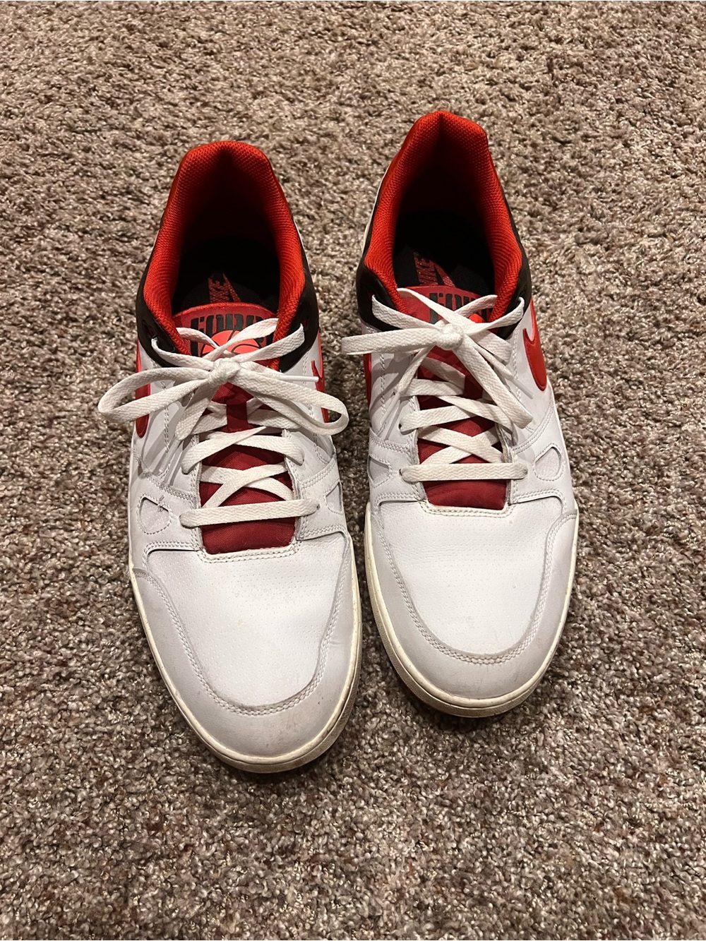 Nike Men’s White and Red Full Force Low Size 15
